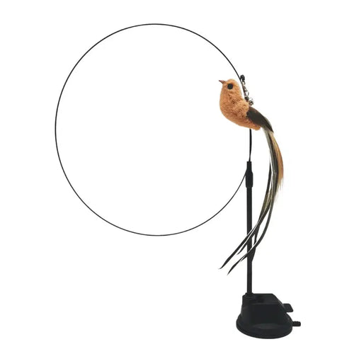 Feather Teaser Wand Cat Toy with Suction Base