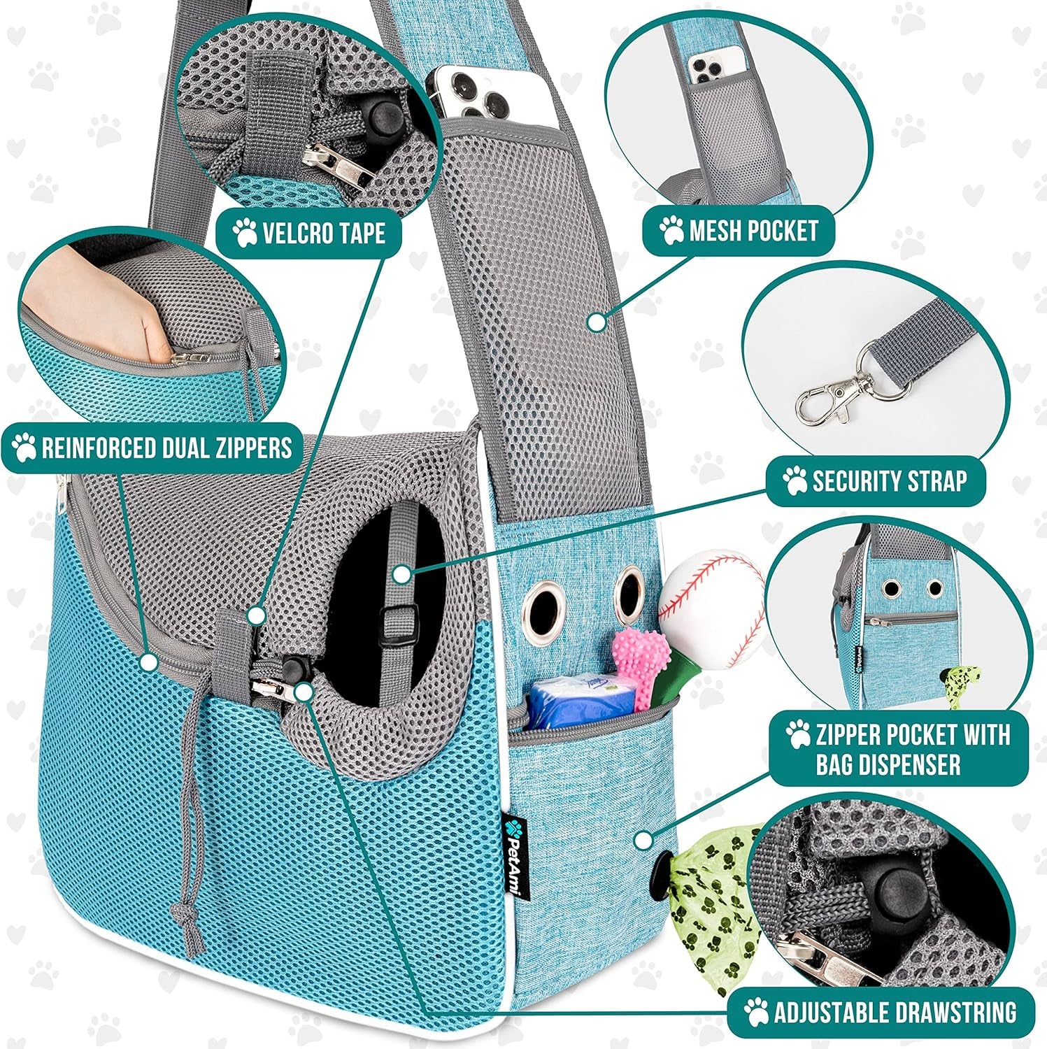 Hands-Free Sling Carrier for Small Dogs & Cats